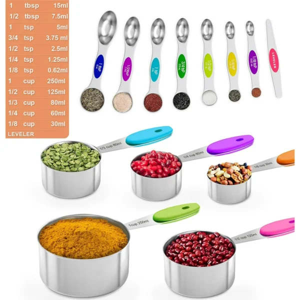 13PCS Measuring Cups and Magnetic Measuring Spoons Set with Leveler - Image 4