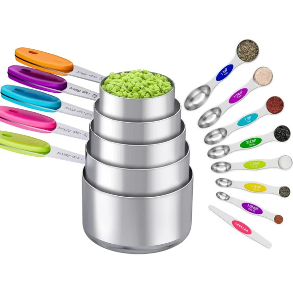 13PCS Measuring Cups and Magnetic Measuring Spoons Set with Leveler