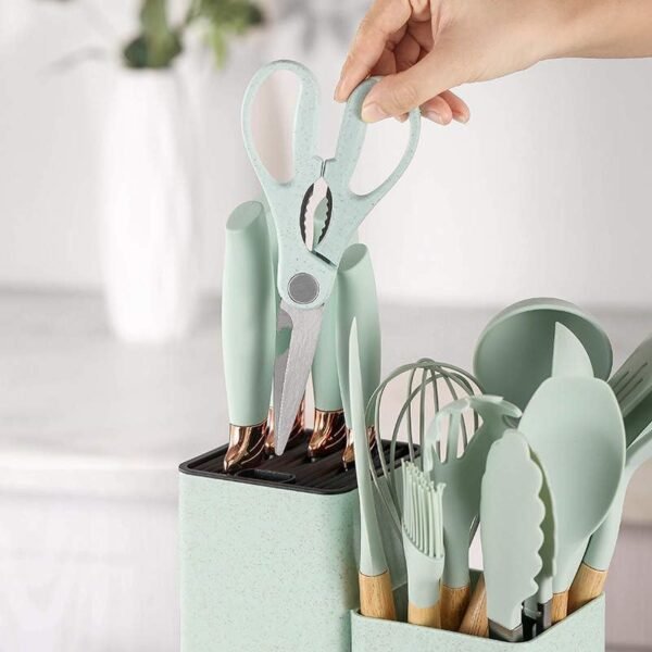 19-Piece Kitchen Utensils Set – Teal Knife Set and Cooking Tools - Image 4