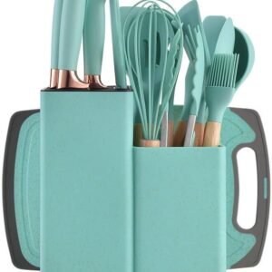 19-Piece Kitchen Utensils Set – Teal Knife Set and Cooking Tools