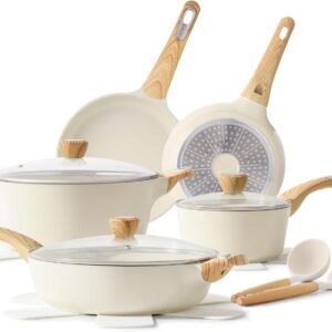 Ceramic Cookware Set, 14-Piece Non-Stick Pots and Pans