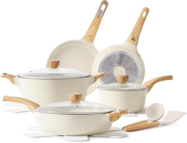 Ceramic Cookware Set, 14-Piece Non-Stick Pots and Pans
