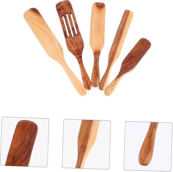 Kitchen Cooking Utensils Set, 5pcs Wooden Utensils - Image 3