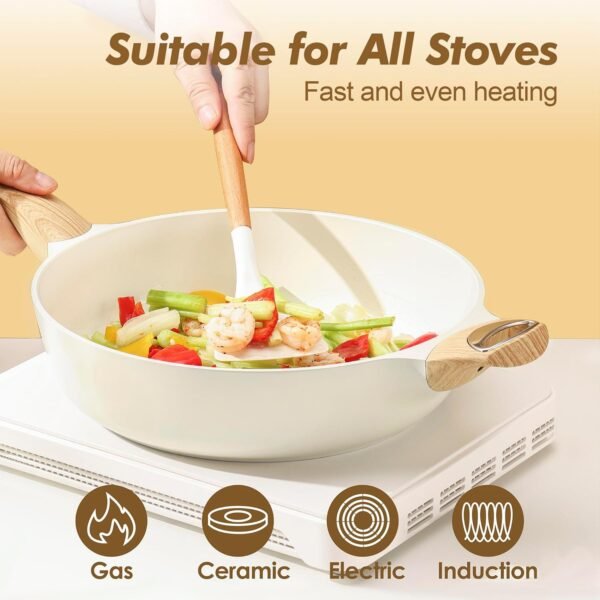 Ceramic Cookware Set, 14-Piece Non-Stick Pots and Pans - Image 6