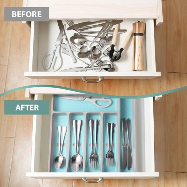 Silverware Organizer with Icons, Plastic Cutlery Tray for Drawer - Image 3