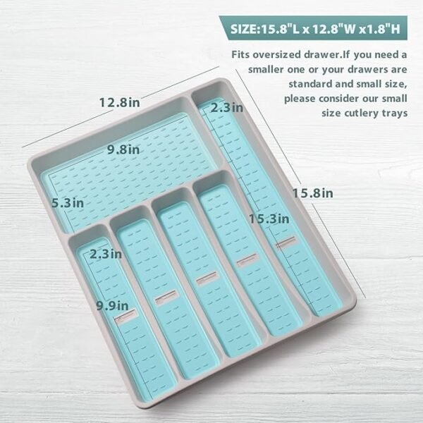 Silverware Organizer with Icons, Plastic Cutlery Tray for Drawer - Image 2
