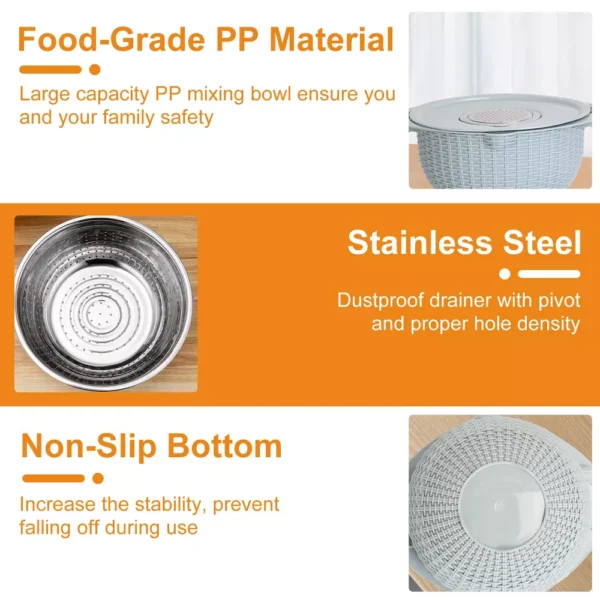 Multifunctional Stainless Steel Mixing Bowl Set with Lid - Image 4
