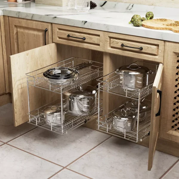 Pull Out Cabinet Organizer and Storage, 2-Tier Shelf - Image 5