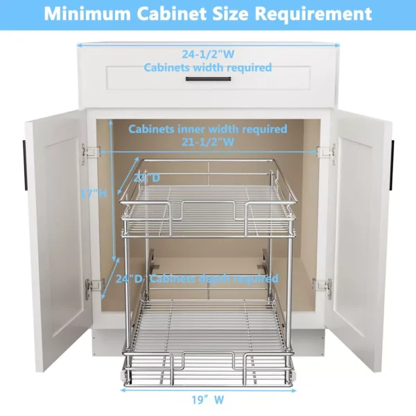 Pull Out Cabinet Organizer and Storage, 2-Tier Shelf - Image 3