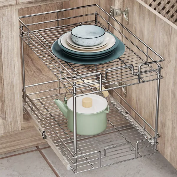 Pull Out Cabinet Organizer and Storage, 2-Tier Shelf - Image 2