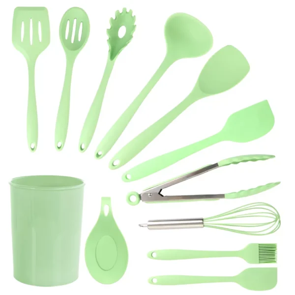 Mint Green Silicone Cooking Utensils, Set of 12