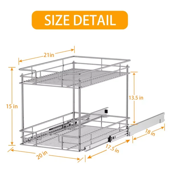 Pull Out Cabinet Organizer and Storage, 2-Tier Shelf - Image 4