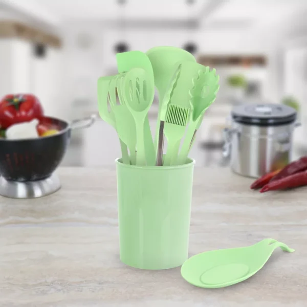 Mint Green Silicone Cooking Utensils, Set of 12 - Image 3